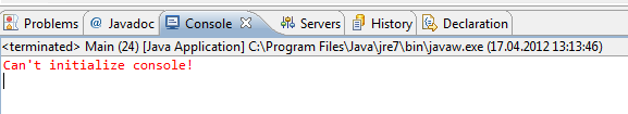 Console Java Object - Error in eclipse
