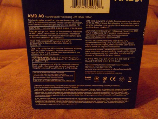 Упаковка AMD LIano A8-3870K 3.0GHz/4MB