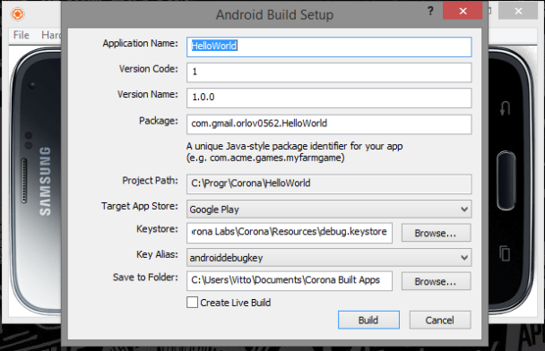 Corona SDK - Android Build Setup