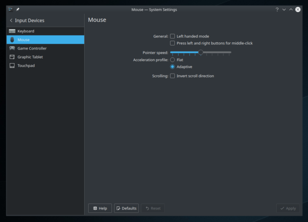 Kubuntu 20.04: Нет вкладки Advanced в настройках мышки